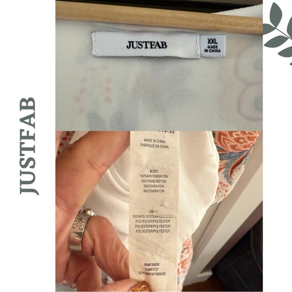 JUSTFAB Boho Floral Maxi Dress Cream Orange Lined Flutter Sleeve – Size XXL - Picture 10 of 10